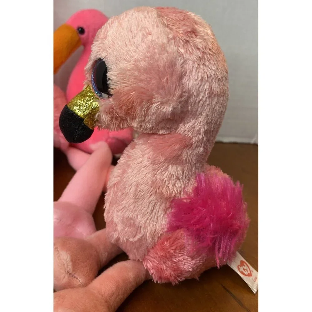 Ty Flamingo Plush 4 Beanie Buddies Babies Boos & Mini Collector's Lot Pinky - Picture 5 of 10